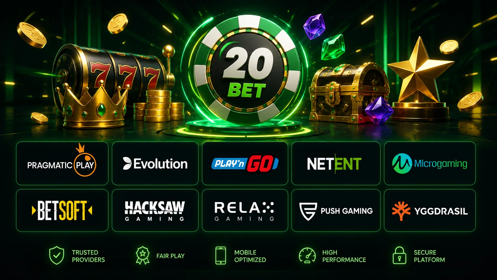 20Bet कैसिनो के प्रमुख सॉफ्टवेयर प्रदाता